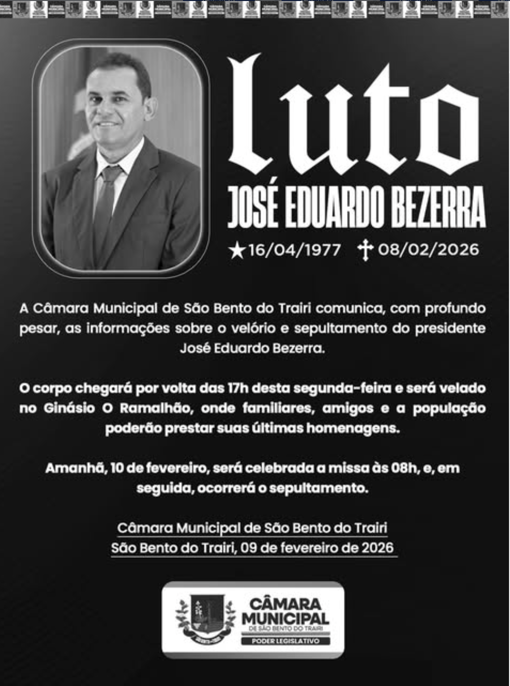 Luto por José Eduardo Bezerra 🖤